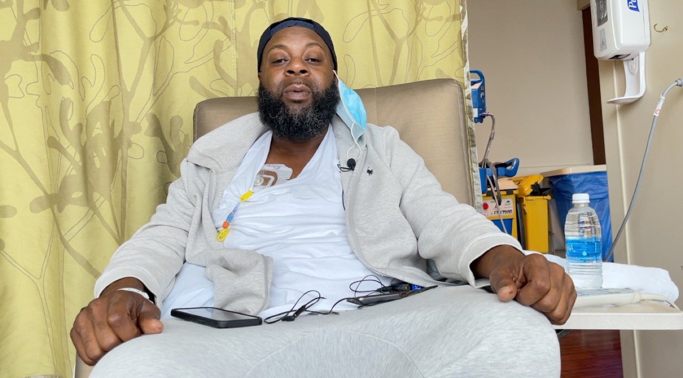 Joe Greene during a round of chemotherapy, October 2021